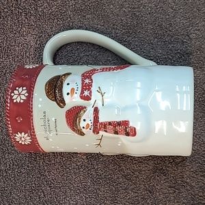 St. Nicholas Square warm wishes 16oz 6" Tall Latte MUG 3D Emboss SNOWMAN
